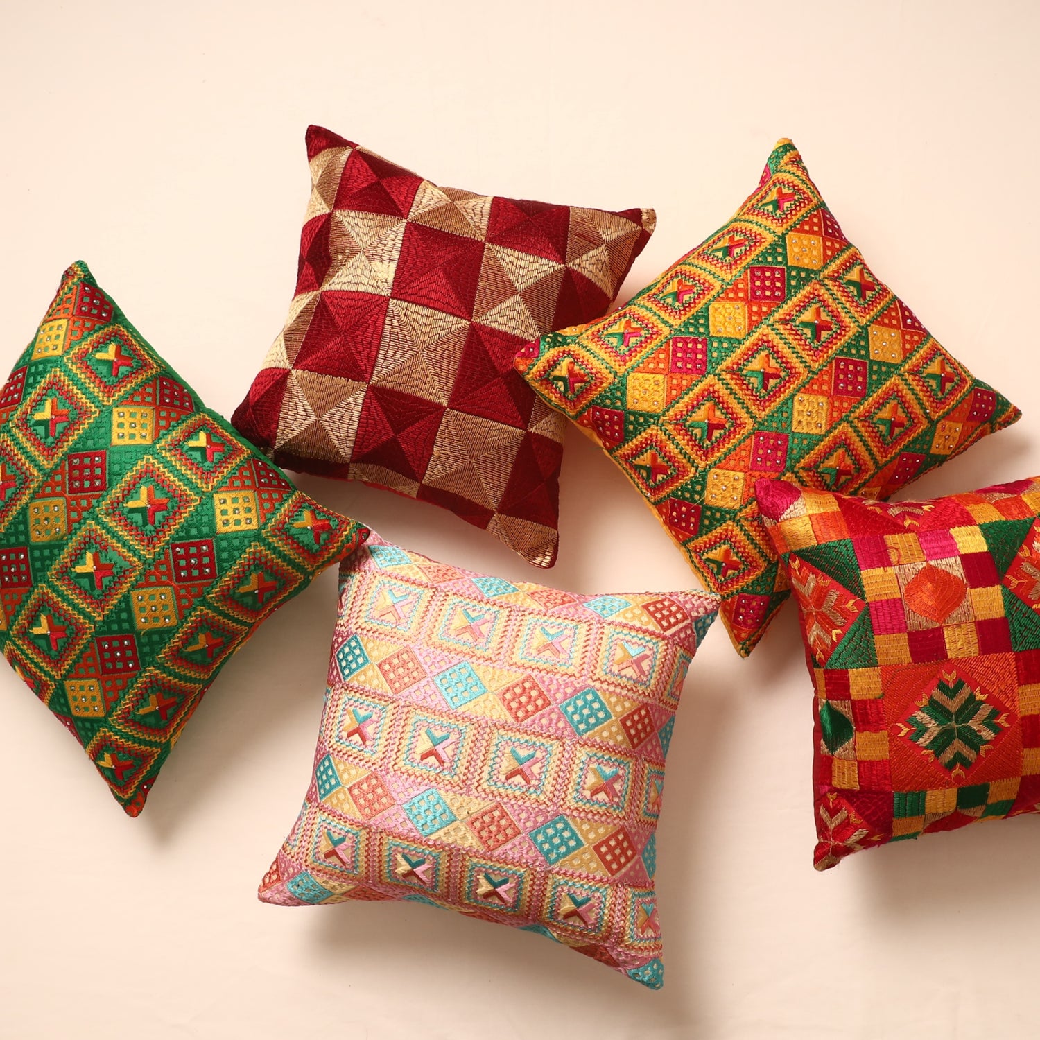 Phulkari Embroidered Cushion Covers