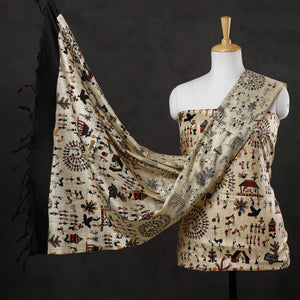 3pc Warli Printed Silk Cotton Handloom Suit Material Set