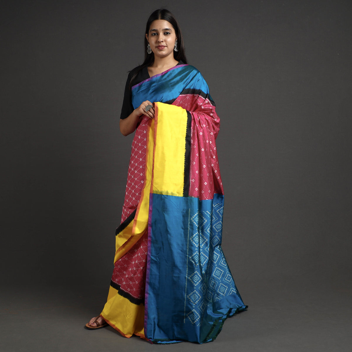 Pochampally Ikat Weave Handspun Tussar Silk Saree