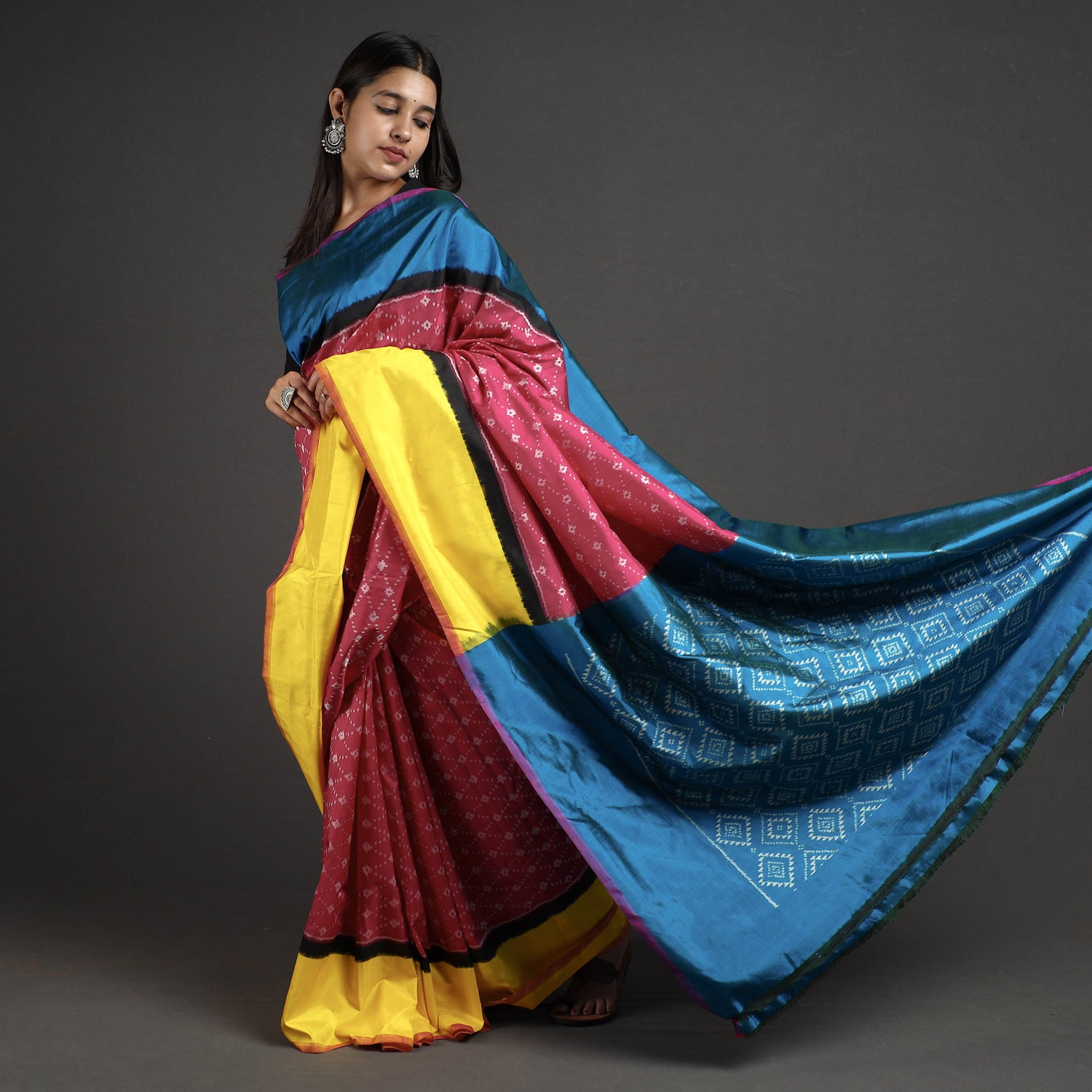 Pochampally Ikat Weave Handspun Tussar Silk Saree
