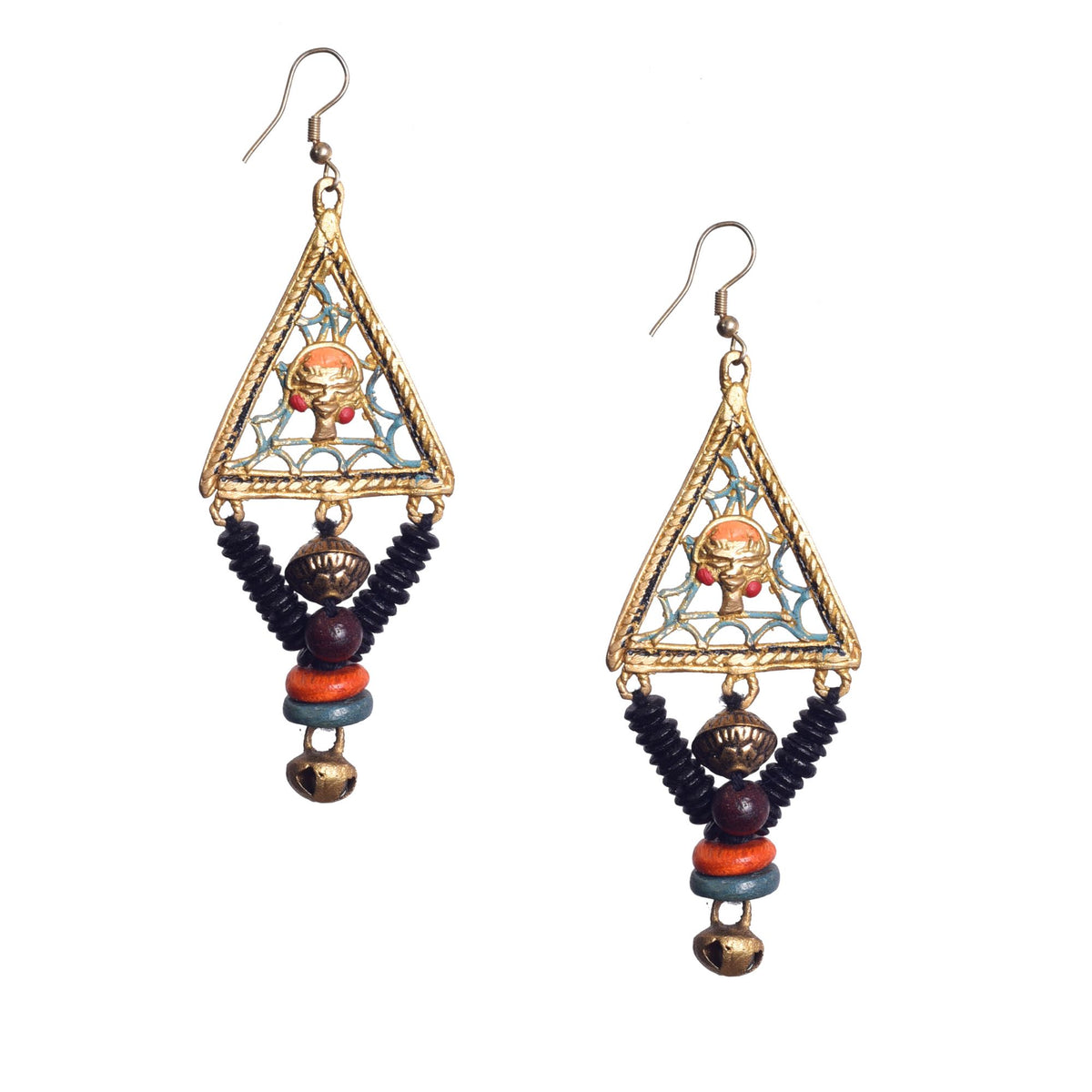 Geometric Elegance: Triangular Brass Earrings