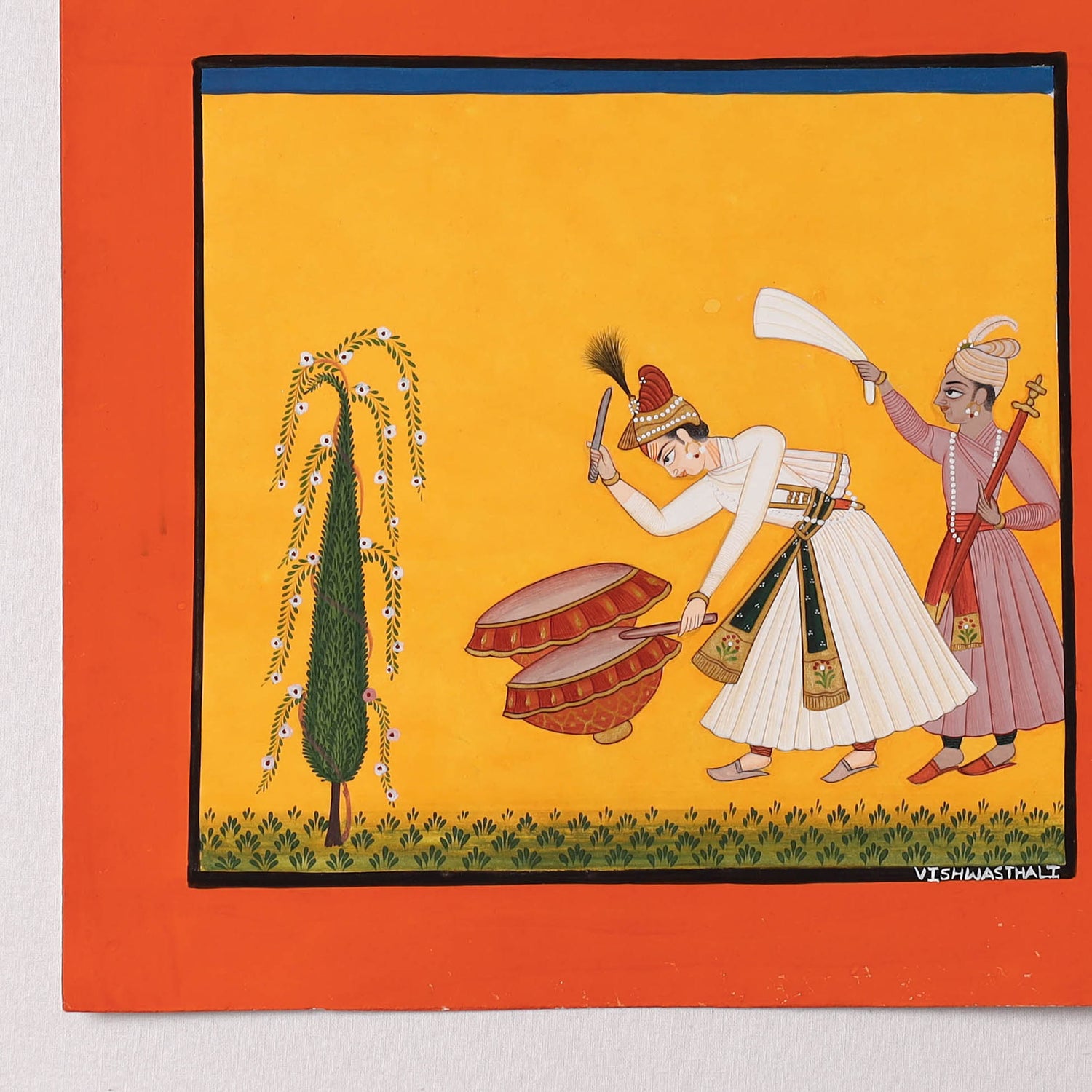 Traditional Basohli Painting by Vishwasthali (9 x 10 in)