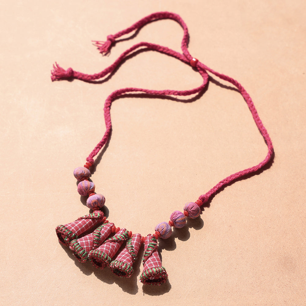 Gamcha Fabric &amp; Beadwork Handmade Necklace by Rangila Dhaga