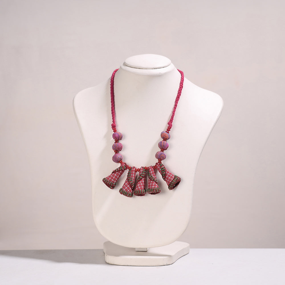Gamcha Fabric &amp; Beadwork Handmade Necklace by Rangila Dhaga