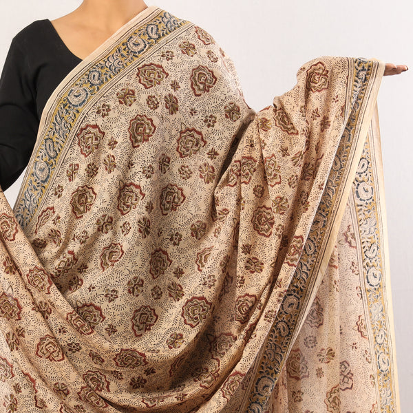 Pedana Block Print Natural Dyed Cotton Kalamkari Stole 45 main image 0