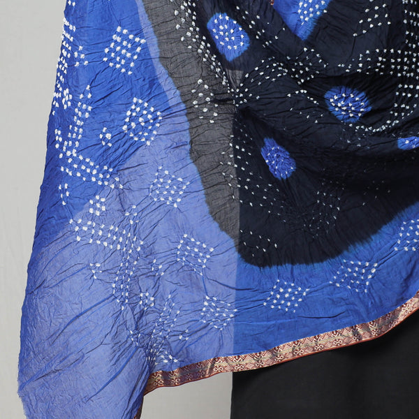 Blue - Kutch Tie-Dye Pure Mul Cotton Bandhani Dupatta 22