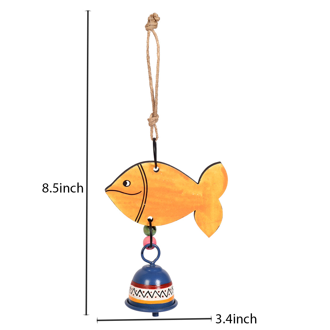 Handpainted Orange Fish Wind Chimes for Home Decorative (Multicolour)