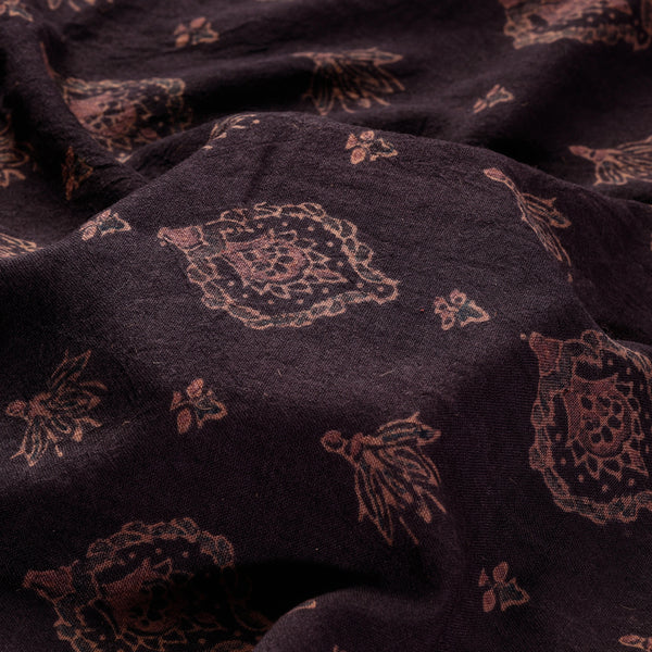 Buy Merino Wool Ajrakh Block Printing Handloom Fabric Online at iTokri