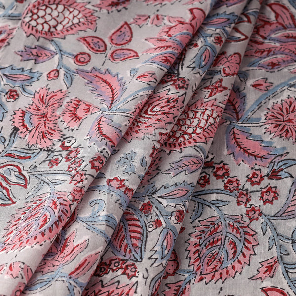 Brown - Sanganeri Block Print Pure Cotton Fabric 11 main image 1