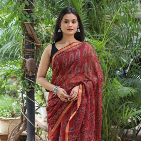 Ajrakh Prints Sarees