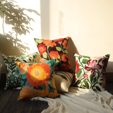 Crewel Embroidery Cushion Covers
