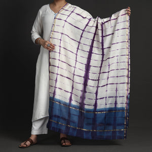 Exclusive!! Handloom Shibori Tie-Dye Chanderi Silk Dupatta with Zari Border