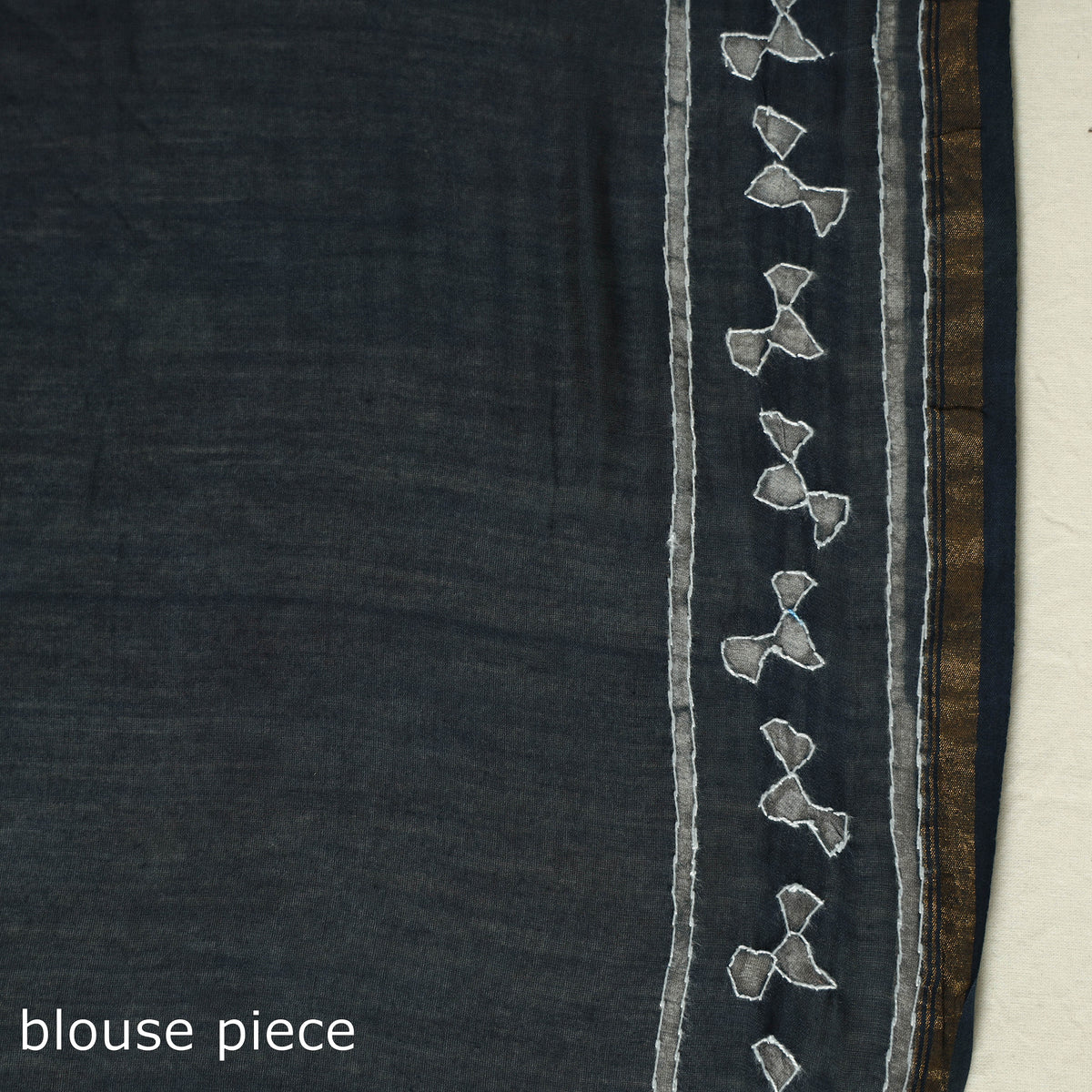 Kashidakari Hand Embroidered Chanderi Silk Block Printed Handloom Saree with Zari Border