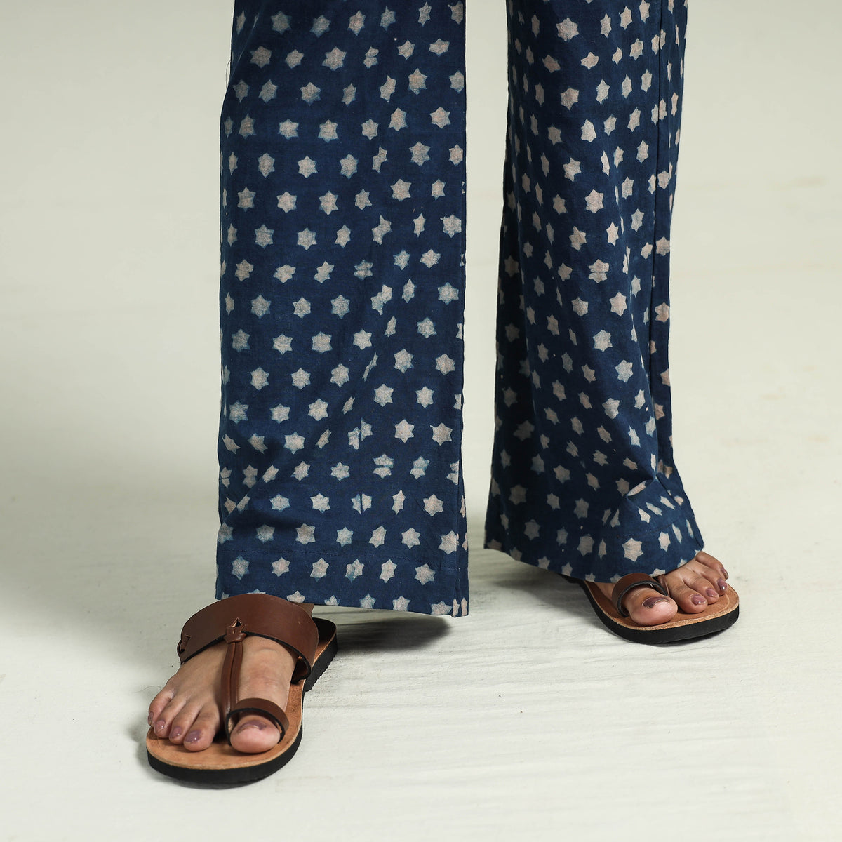 - Ajrakh Block Printed Cotton Kaftan with Palazzo &amp; Dupatta Set