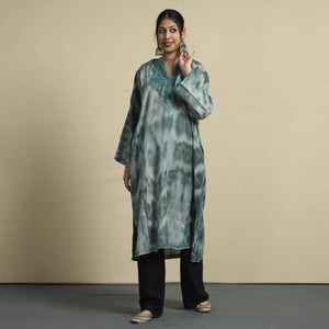 Shibori Tie-Dye Aari Embroidery Kashmiri Wool Pheran