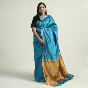 Bhagalpuri Pure Desi Tussar Silk Handloom Saree with Zari Border