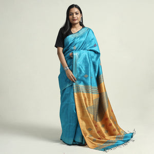 Bhagalpuri Pure Desi Tussar Silk Handloom Saree with Zari Border
