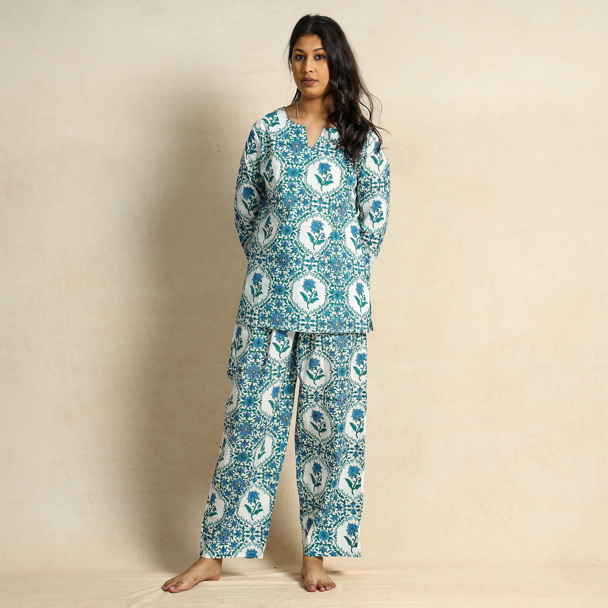 Hand Block Printed Cotton Night Suit