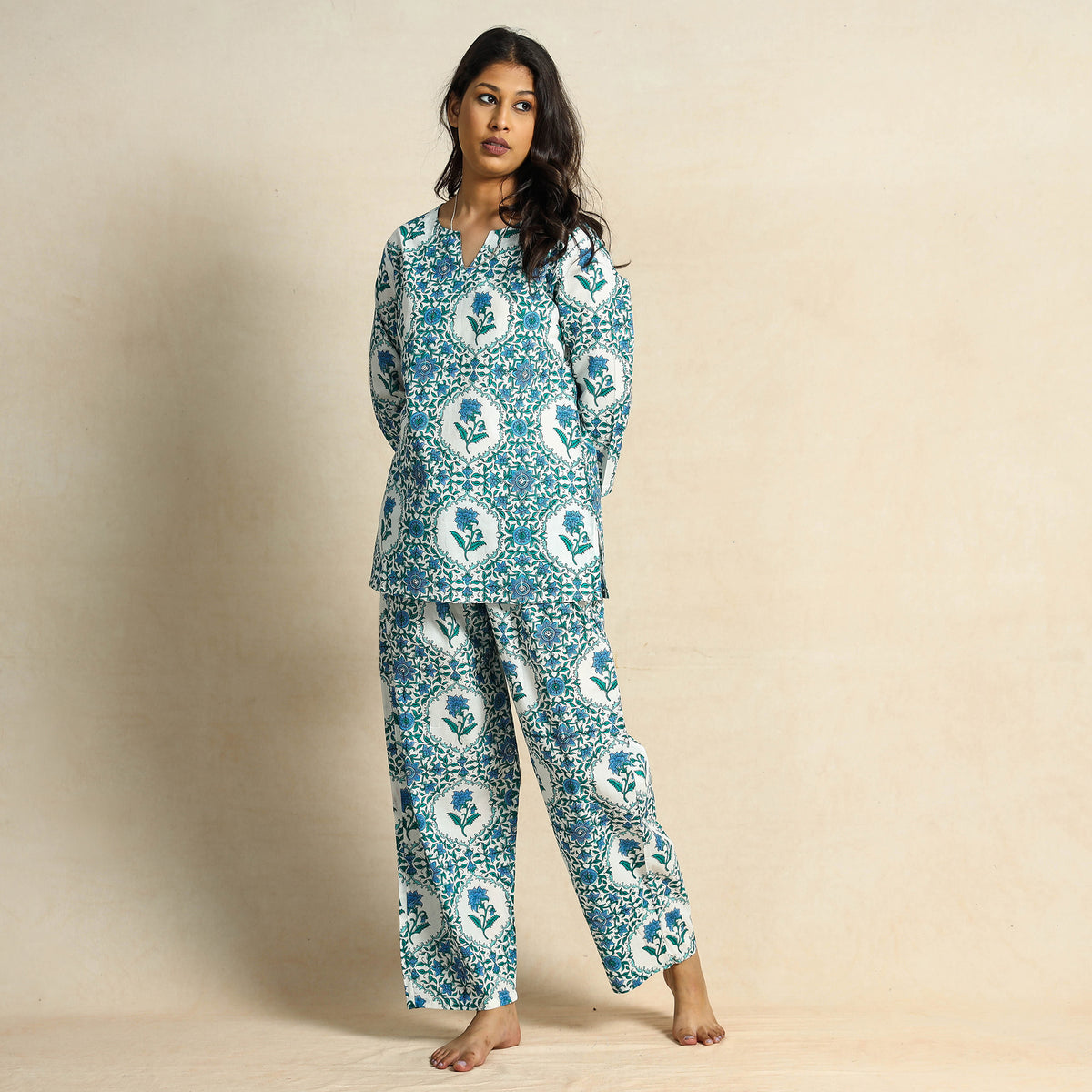 Hand Block Printed Cotton Night Suit