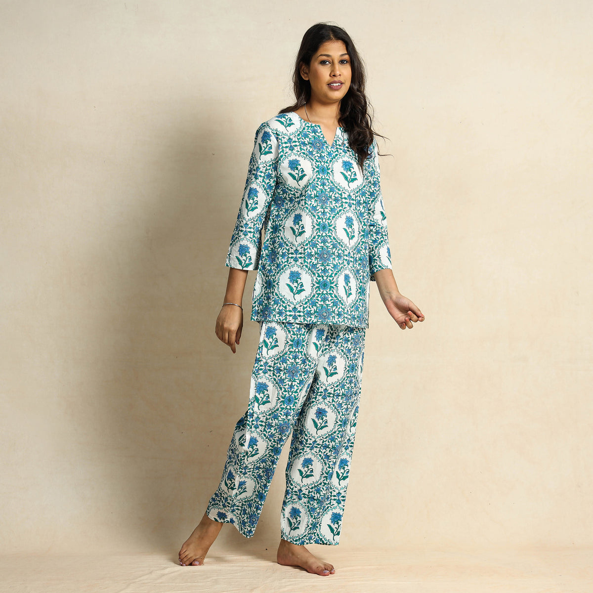 Hand Block Printed Cotton Night Suit