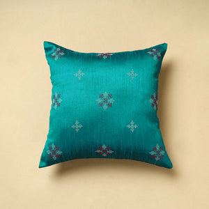 Gavanti Kasuti Hand Embroidery Dupion Silk Cushion Cover (16 x 16 in)