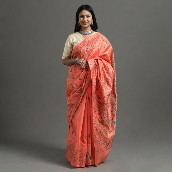 Bengal Nakshi Kantha Embroidery Silk Saree