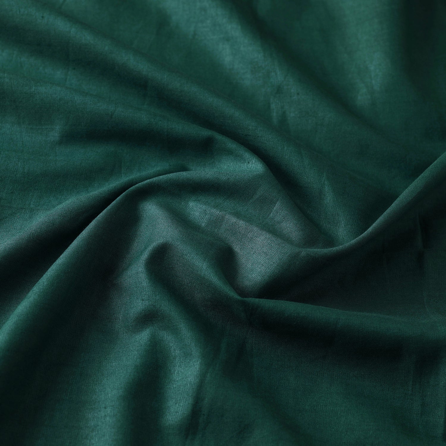 Bottle Green - Organic Handspun Handwoven Pure Mulberry Silk Cotton Fabric