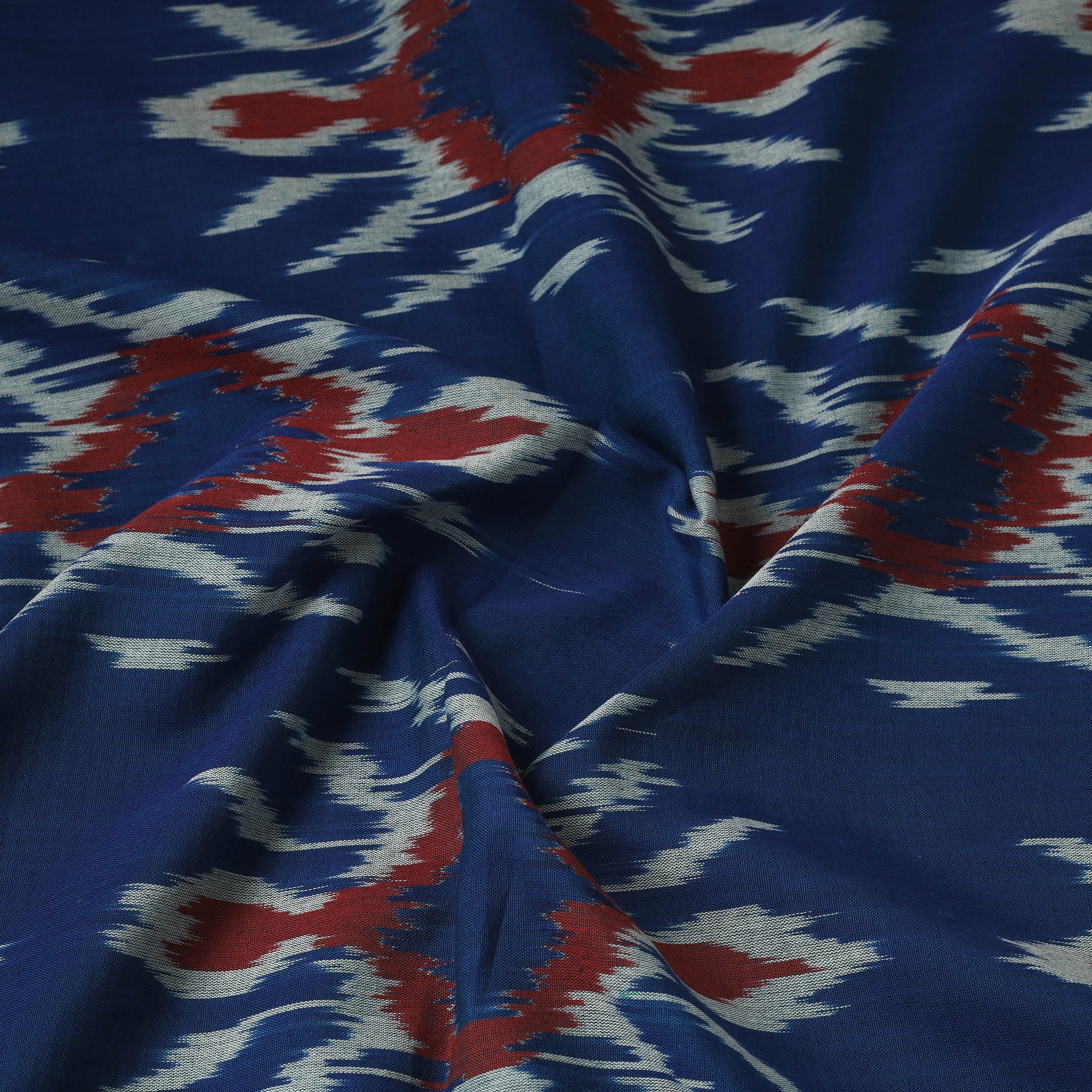 White - Cotton Pochampally Ikat Fabric 14