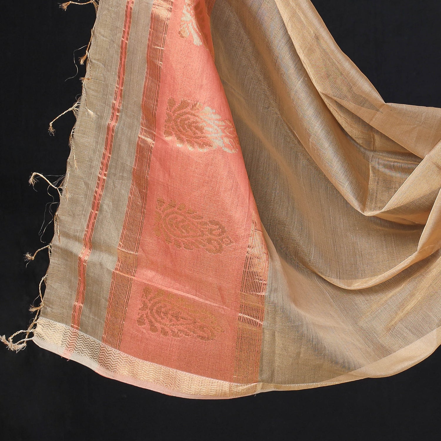 3pc Maheshwari Silk Tissue Zari Handloom Suit Material Set