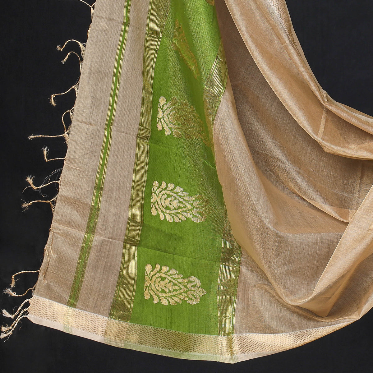 3pc Maheshwari Silk Tissue Zari Handloom Suit Material Set