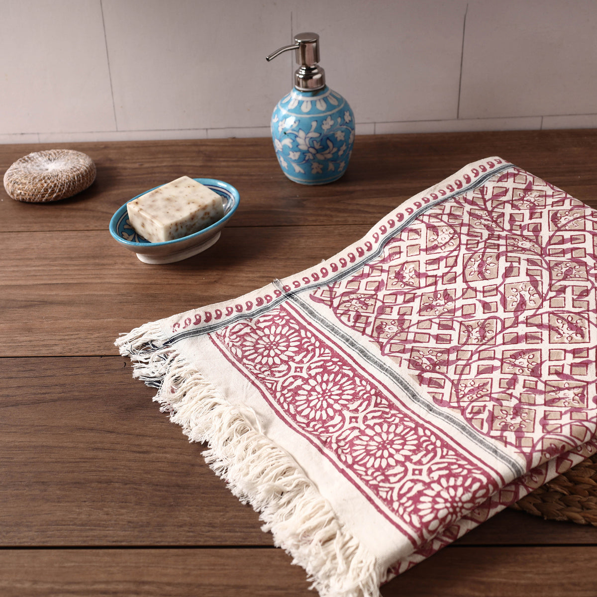Sanganeri Block Printed Handloom Cotton Towel