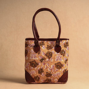 Handcrafted Sanganeri Printed Leather Shoulder Bag
