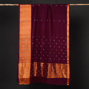 Traditional Venkatagiri Handloom Cotton Big Zari Border Saree with Thread Buti