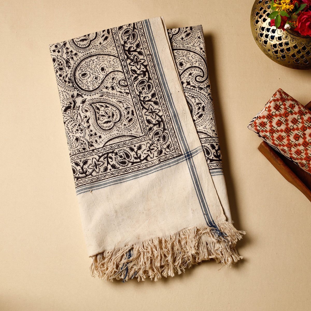 Pedana Kalamkari Block Printed Handloom Cotton Towel