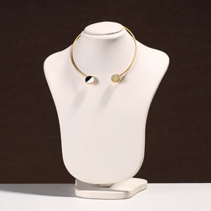Handcrafted Brass Hasli Necklace with Meenakari & Seashell Pendant