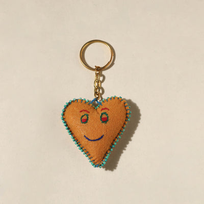 Heart - Handmade Thread & Bead work Felt Keychain