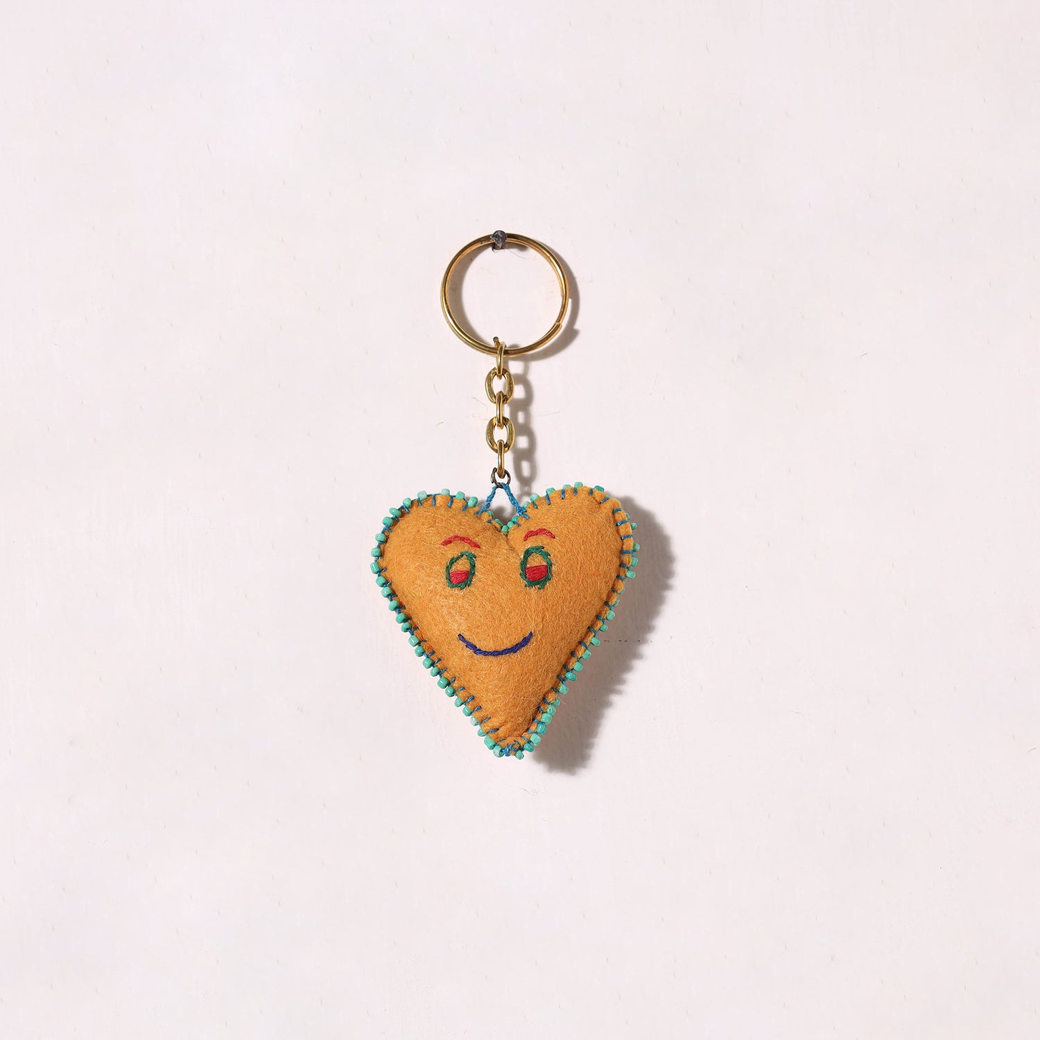 Heart - Handmade Thread & Bead work Felt Keychain