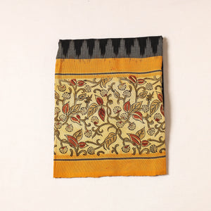 Pochampally Ikat Handloom Cotton Precut Fabric with Kalamkari Block Printed Border (1 Meter)