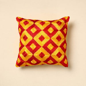 Phulkari Embroidery Chinon Cushion Cover (16 x 16 in)