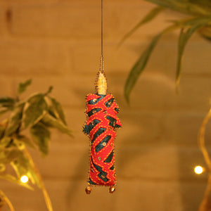 Candle - Hand Embroidered Applique Cutwork Felt Stuffed Hanging for Christmas Decoration