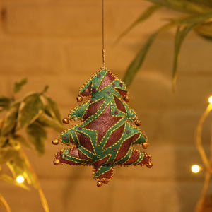 Christmas Tree - Hand Embroidered Applique Cutwork Felt Stuffed Hanging