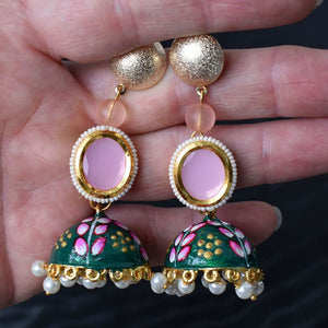 Ethnic Series: Ethnic Enamel Work Brass Jhumki Earrings by Bindurekha