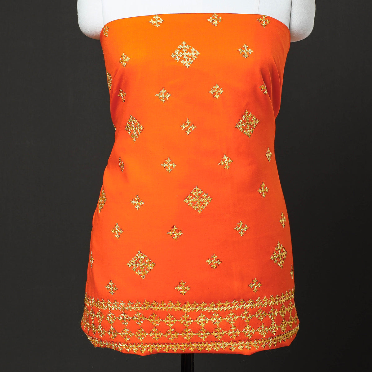 3pc Phulkari Embroidery Cotton Suit Material Set