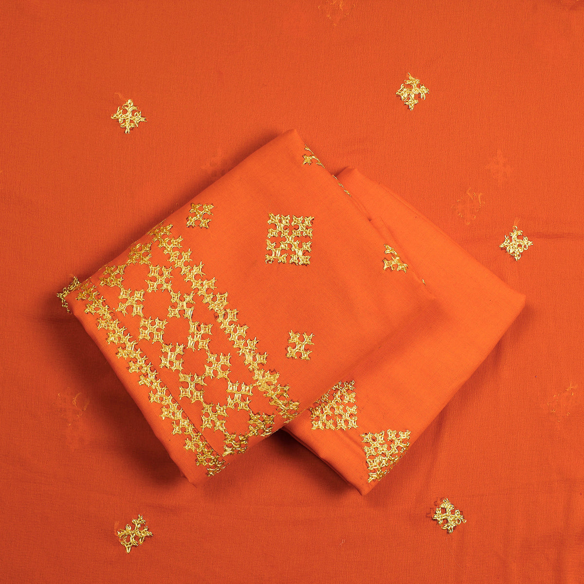 3pc Phulkari Embroidery Cotton Suit Material Set
