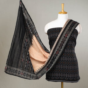 3pc Sambalpuri Ikat Weave Handloom Cotton Suit Material Set