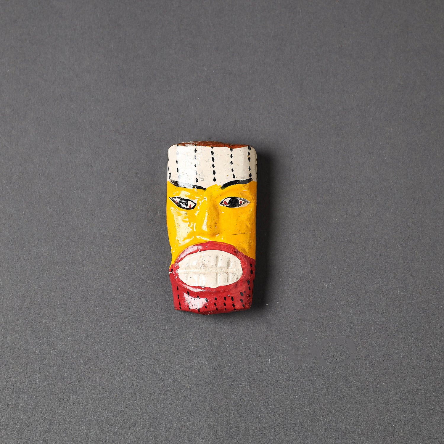 Tribal Mask - Rajasthani Handpainted Wooden Fridge Magnet