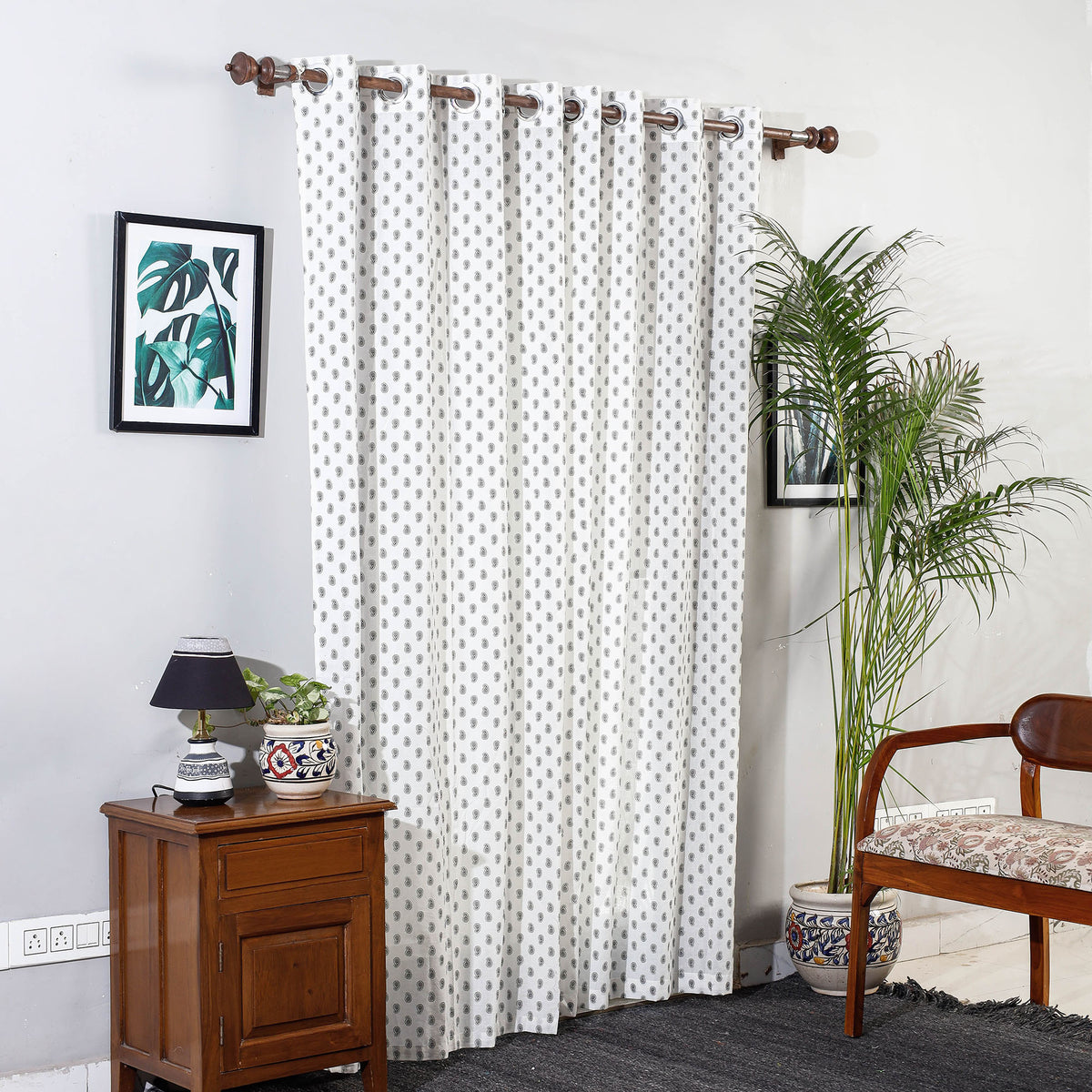Hand Block Printed Cotton Door Curtain (7 x 3.5 Feet) (Single Piece)