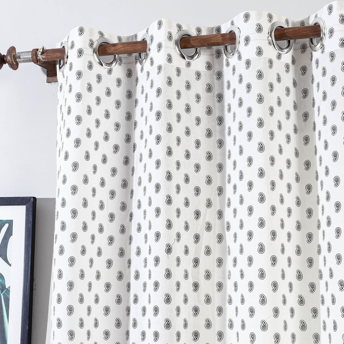 Hand Block Printed Cotton Door Curtain (7 x 3.5 Feet) (Single Piece)