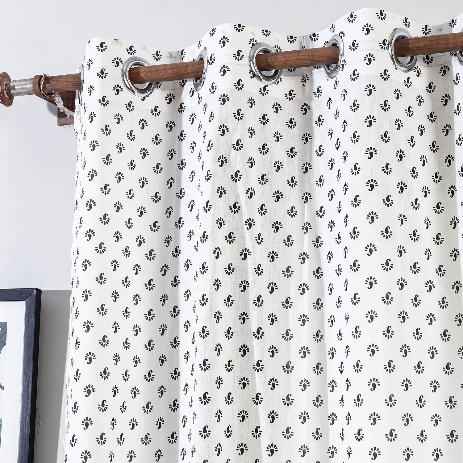 Hand Block Printed Cotton Door Curtain (7 x 3.5 Feet) (Single Piece)