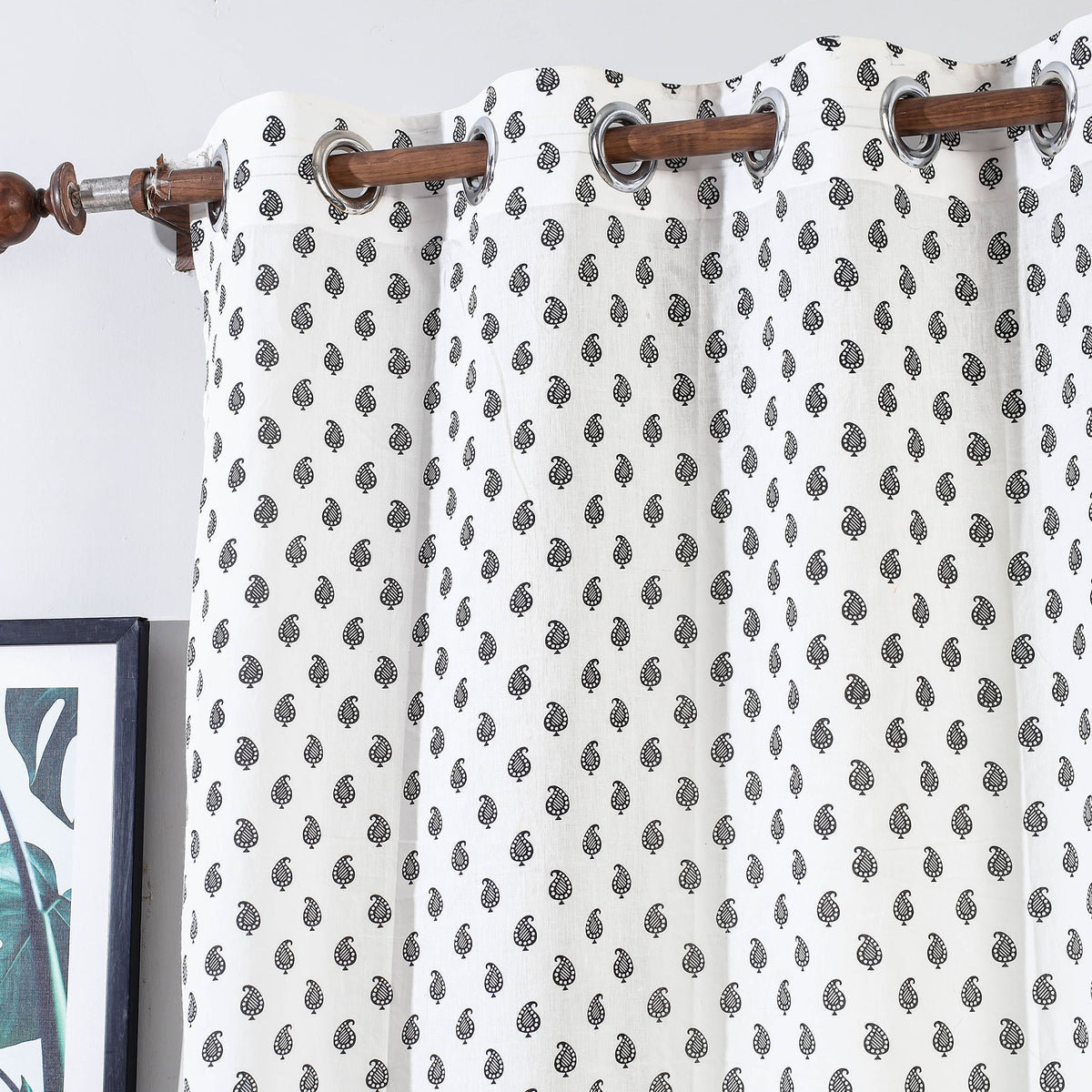 Hand Block Printed Cotton Door Curtain (7 x 3.5 Feet) (Single Piece)